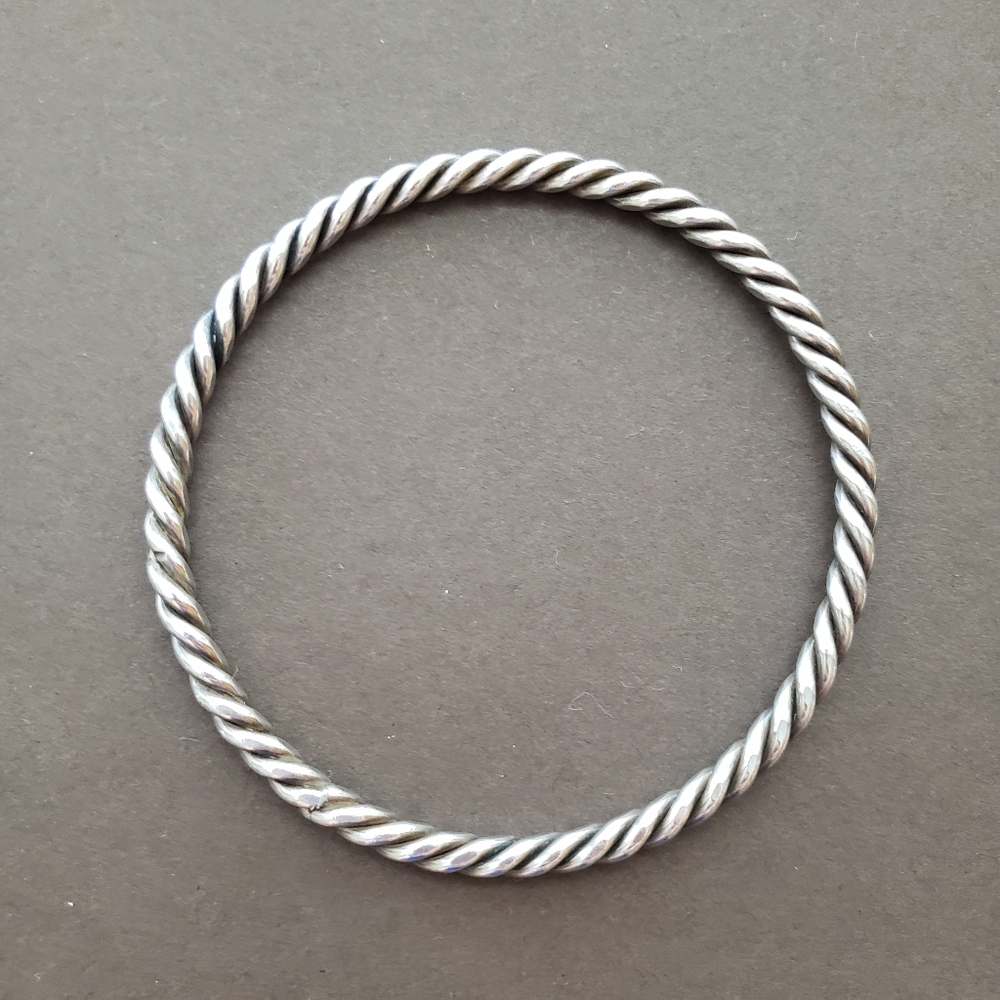 Artisan Sterling Silver Braided Twisted Rope Bangle Bracelet